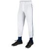 Champro Traditional Fit Triple Crown Classic Baseball Pants with Contrast-Color Braid Piping and Reinforced Sliding Areas, White, Navy pin, Small view 1