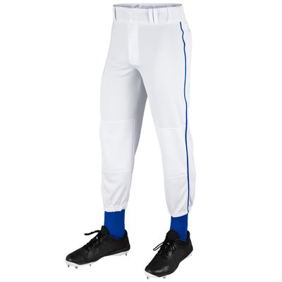 CHAMPRO Male Kids Triple Crown Classic Baseball Pant with Braid, White , Royal Pin, X-Small US