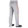 CHAMPRO Boys Sports Youth Piped Triple Crown Open Bottom Pant With, Grey, Scarlet Pipe, X-Small US view 3