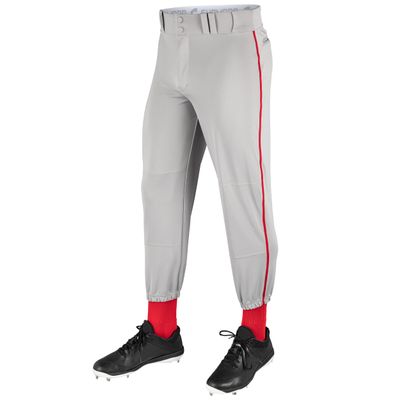 CHAMPRO unisex adult Triple Crown Classic Baseball Pant with Braid, Grey, Scarlet, Medium