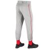 CHAMPRO unisex adult Triple Crown Classic Baseball Pant with Braid, Grey, Scarlet, Medium view 3