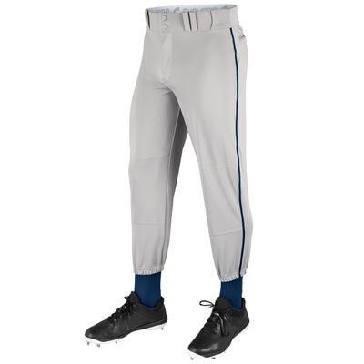 CHAMPRO Male Kids Triple Crown Classic Baseball Pant with Braid, Grey , Navy Pin, X-Small US
