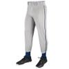 Champro Traditional Fit Triple Crown Classic Baseball Pants with Contrast-Color Braid Piping and Reinforced Sliding Areas, Grey, Navy pin, x-Large view 1