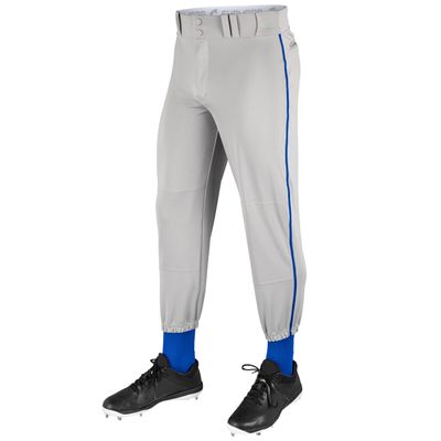 Champro Male Kids Triple Crown Classic Baseball Pant with Braid, Grey, Royal Pin, X-Large US