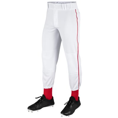 CHAMPRO Traditional Fit Triple Crown Classic Baseball Pants with Contrast-Color Braid Piping and Reinforced Sliding Areas, White, Scarlet, X-Large