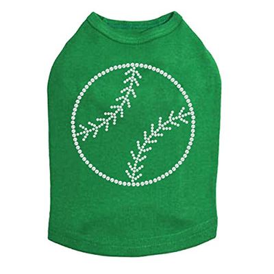 Baseball (Rhinestone Outline) - Dog Shirt, XS Kelly Green