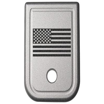 NDZ Performance Magazine Base Plate for Glock 17 19 19X 22 23 24 26 27 31 32 33 34 35 37 38 39 45 Gen 1-4 9MM .40 S&W Laser Engraved Anodized Aluminum in Silver - US Flag Inverse Alternate