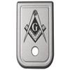 NDZ Performance Magazine Base Plate for Glock 17 19 19X 22 23 24 26 27 31 32 33 34 35 37 38 39 45 Gen 1-4 9MM .40 S&W Laser Engraved Anodized Aluminum in Silver - Masonic Mason Calipers G Logo view 1