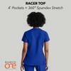 BARCO One Racer Classic Fit Scrub Top for Women  Cobalt, 4-Pocket V-Neck Scrub Shirt w/ 360 Spandex Stretch, Moisture Wicking, Anti-Static and Quick-Shed  Small, Regular Fit view 4