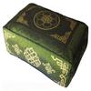 Boon Decor Rectangular Zafu Meditation Cushion Buckwheat and Kapok Fill Dharma Wheel Olive Green view 1