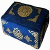 Boon Decor Meditation Cushion - Rectangular Zafu Buckwheat and Kapok Fill Longevity Dharma Key Blue view 1