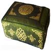 Boon Decor Meditation Cushion - Rectangular Zafu Buckwheat and Kapok Fill Longevity Dharma Key Green view 1