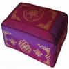 Boon Decor Meditation Cushion - Rectangular Zafu Buckwheat and Kapok Fill Wheel of Dharma Dharma Key Magenta view 1