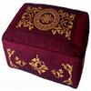 Boon Decor Meditation Cushion - Rectangular Zafu Buckwheat and Kapok Fill Eternal Knot Celestial Vine Burgundy view 1