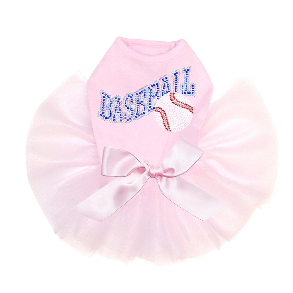 Baseball with Ball - Bling Rhinestone Dog Tutu Dress, 3XL Pink