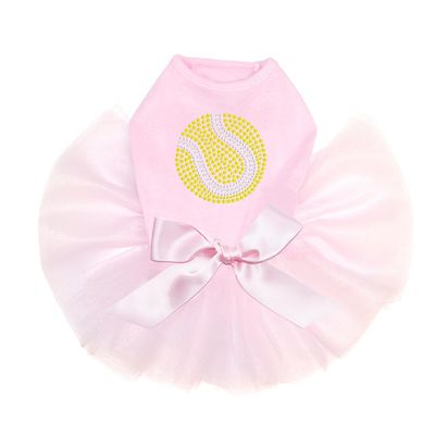Tennis Ball - Bling Rhinestone Dog Tutu Dress, XS Pink