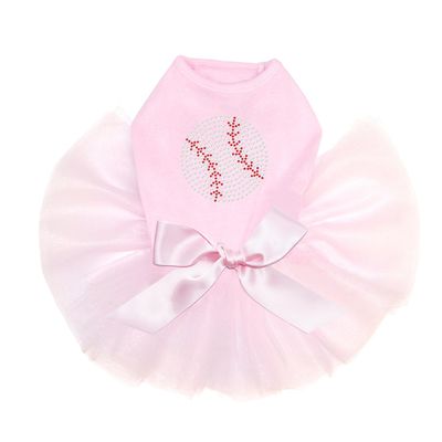 Baseball (Rhinestone) - Bling Rhinestone Dog Tutu Dress, XS Pink