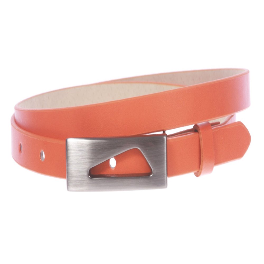 1/2" (14 mm) Women's Snap On Skinny Synthetic Plain Non Leather Fashion Dress Belt Size: L/XL - 40 Color: Orange