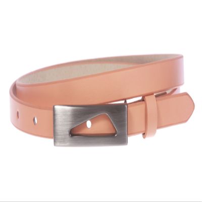 1/2" (14 mm) Women's Snap On Skinny Synthetic Plain Non Leather Fashion Dress Belt Size: M/L - 36 Color: Peach