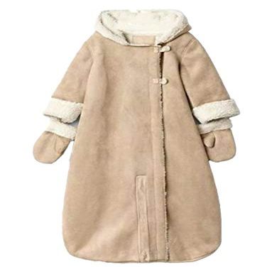 BabyGap Infant Boy Girl Brown Faux Suede & Sherpa Convertible Snowsuit or Bag (0-3 Mo.)