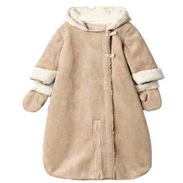 BabyGap Infant Boy Girl Brown Faux Suede & Sherpa Convertible Snowsuit or Bag (0-3 Mo.)