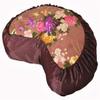 Meditation Cushion Crescent Zafu Pillow Japanese Kimono Silk Chocolate Brown view 1