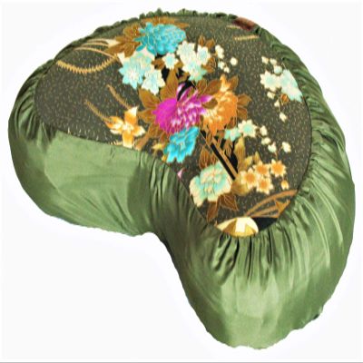Boon Decor Meditation Cushion Crescent Zafu Pillow Japanese Kimono Silk Sage