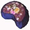 Boon Decor Meditation Cushion Crescent Zafu Pillow Japanese Kimono Silk Purple Peony view 1