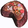 Boon Decor Meditation Cushion Crescent Zafu Pillow Japanese Kimono Silk Dahlia & Daisy view 1