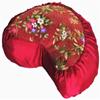 Boon Decor Meditation Cushion Crescent Zafu Pillow Japanese Kimono Silk Red Floral view 1
