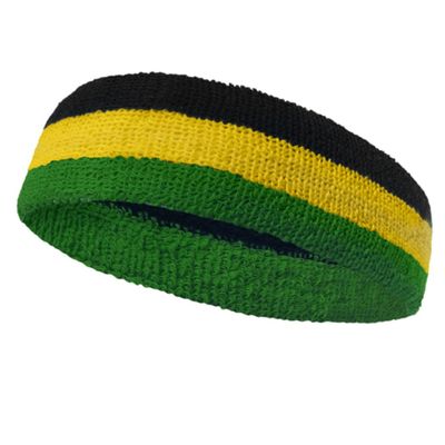 Couver Triple Color Striped Cotton Sports Basketball Headband Sweatband - Black/Yellow/Green