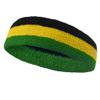 Couver Triple Color Striped Cotton Sports Basketball Headband Sweatband - Black/Yellow/Green view 1