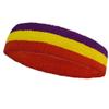 Couver Triple Color Striped Cotton Sports Basketball Headband Sweatband - Purple/Bright Yellow/Red view 1