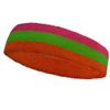 Couver Triple Color Striped Cotton Sports Basketball Headband Sweatband - Dark Orange/Bright Green/Hot Pink view 1