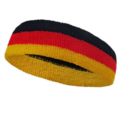 Couver Triple Color Striped Cotton Sports Basketball Headband Sweatband - Black/Red/Golden Yellow