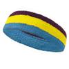 Couver Triple Color Striped Cotton Sports Basketball Headband Sweatband - Purple/Bright Yellow/Sky Blue view 1