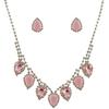 topwholesalejewel Wedding Jewelry Set Silver Light Siam Opaque Necklace Teardrop Earrings Set view 1