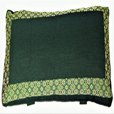 Boon Decor Meditation Bench Cushion Kneeling Seiza - Brocade Border Green