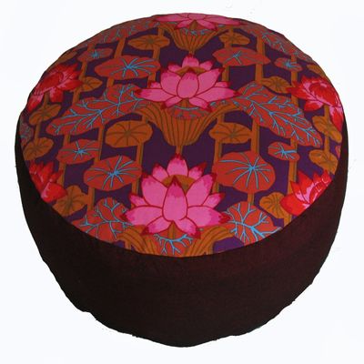 Boon Decor Meditation Cushion Zafu Pillow Buckwheat & Kapok Fill - Limited Edition Lotus Lake Blossom Pink Burgundy