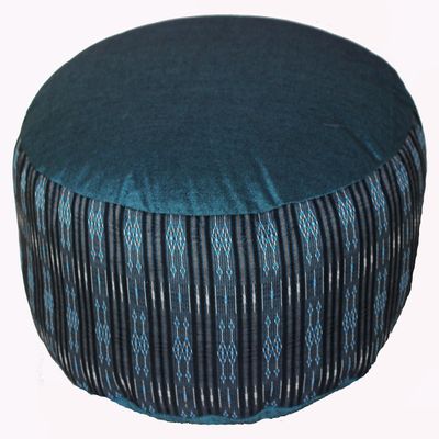 Boon Decor Meditation Cushion Zafu Pillow - Buckwheat and Kapok Fill - Global Weave Teal