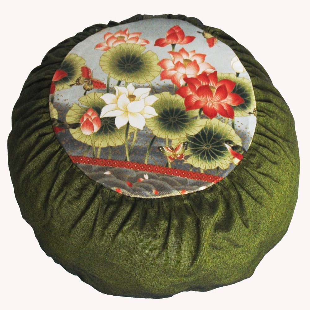 Boon Decor Meditation Cushion Zafu Pillow for Children - Lotus Sanctuary Olive Green