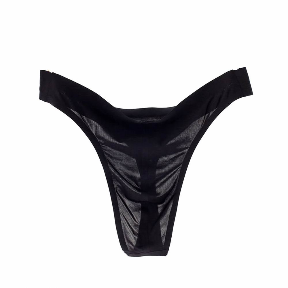 GAOGAO Seamless Breathable Male Smooth Ice Silk G-Strings&Thongs Underwear Brief (xx_l, black)