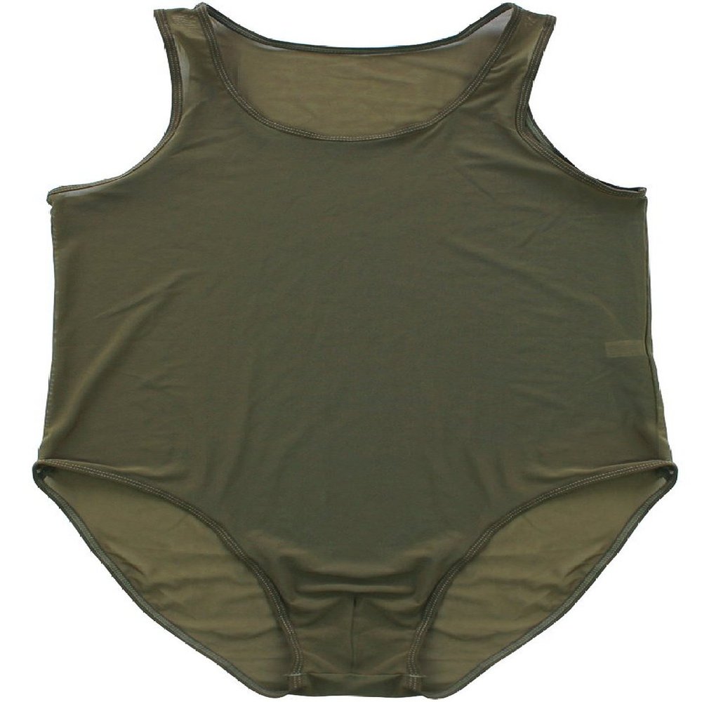 sandbank Mens Sexy Sheer Mesh Wrestling Singlet Bodysuit Leotards Underwear (US L, Army Green)