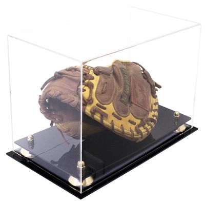 Better Display Cases Clear Acrylic Baseball Catchers Glove Display Case with Gold Risers (A011/V16)