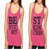 ALLNTRENDS Couple Tank Top Best Bit**ES BFF Set of 2 Love Black Print (Womens XL Womens XL, Vintage Pink) view 1