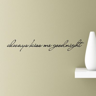 #2 Always kiss me Goodnight Wall Art Quotes Sayings Vinyl Decals Home Inspirational Love Bible Sticker (Black)