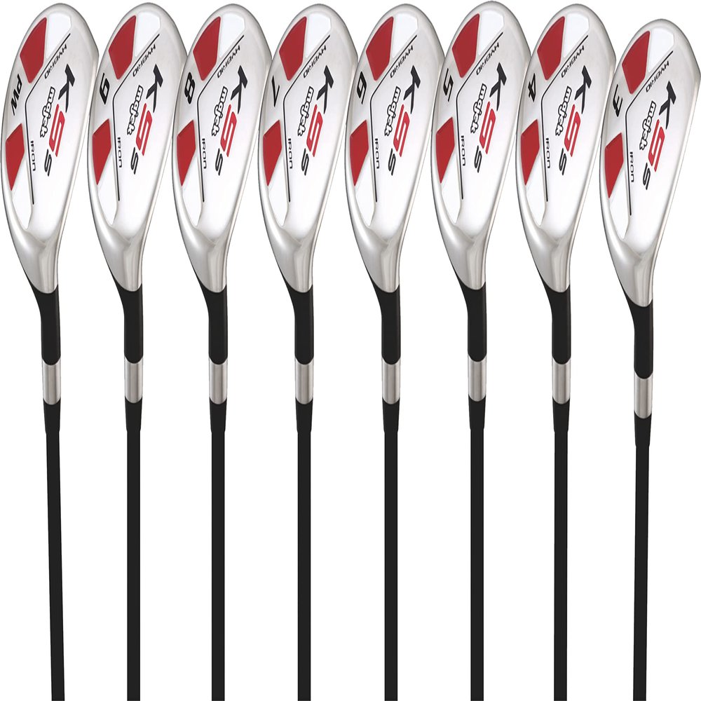 Senior Mens Majek Golf All Hybrid Complete Full Set which Includes #3 4 5 6 7 8 9 PW Senior Flex Graphite Shafts with K5 Design Midsize Grips Right Handed New Utility A Flex Clubs