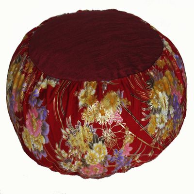 Boon Decor Meditation Cushion Zafu Pillow Japanese Kimono Silk Red