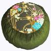 Meditation Cushion Zafu Pillow Japanese Kimono Silk Olive Brown Green view 1