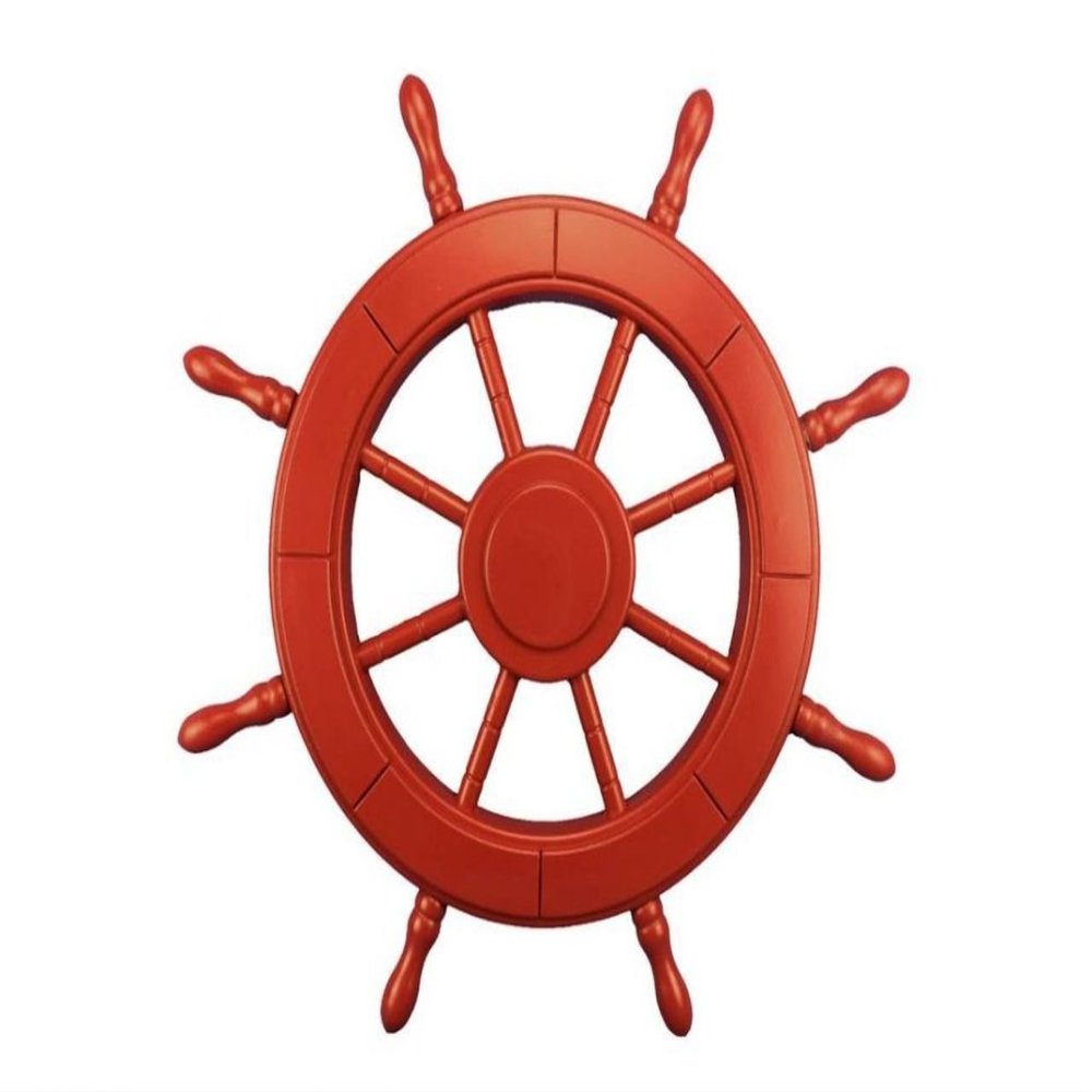 Hampton Nautical Wheel-24-106 Red 24"-Wooden Ships Steering Wheel Decoration